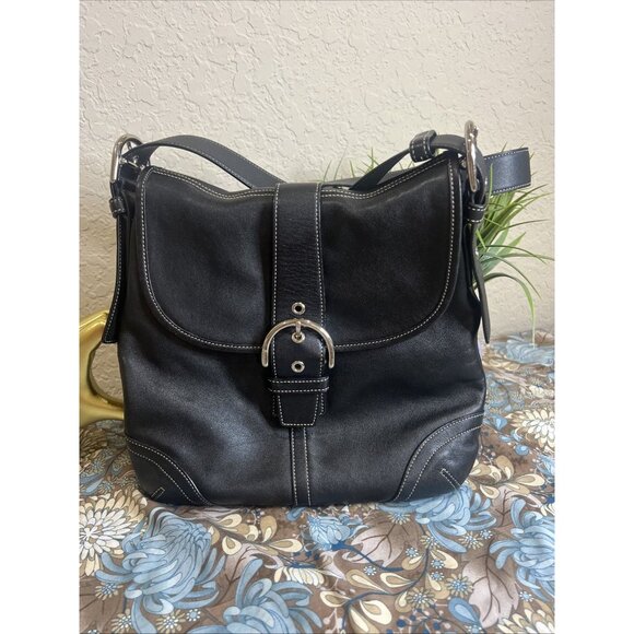 Vintage COACH (2003) Soho Black Genuine Leather Hobo Crossbody Shoulder Bag